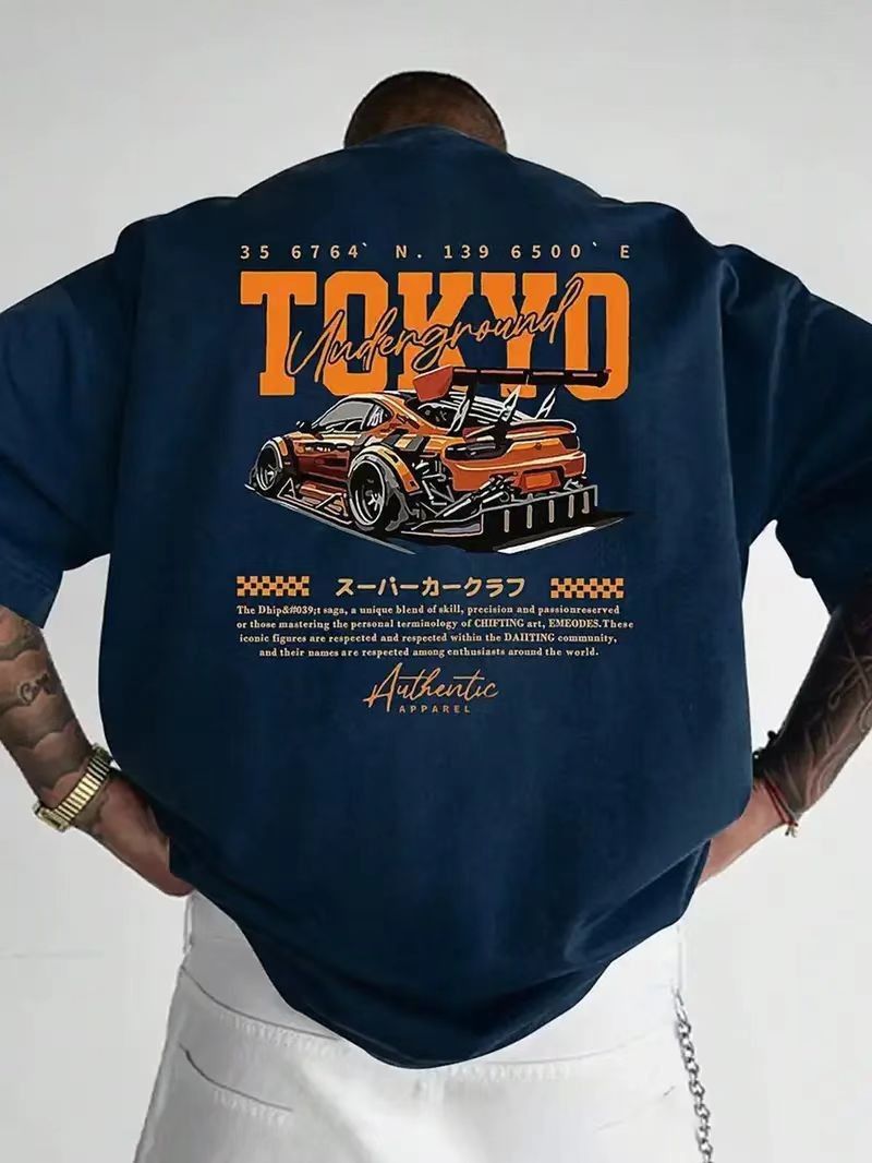 Men's Clothing Retro Racing Suit Short Sleeved T Shirt For Men And Women 2025 Summer Trendy Brand All Match Short Sleeved Hip Hop Street Style_viptrois.com