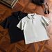 Men's American Retro Turquoise Heavyweight Short Sleeve T-Shirt Cleanfit Summer High-End Cool And Stylish Polo Shirt_viptrois.com