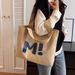 Canvas Bag For Women, Large Capacity, Sturdy Supermarket Shopping Bag, Simple And Versatile, One Shoulder Tote Bag_viptrois.com