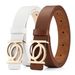 2025 New Women's Belt, Fashionable Belt With Gold Buckle, Leisure, Personalizable, Double Round Button, PU Leather Belt, Paired With Jeans_viptrois.com