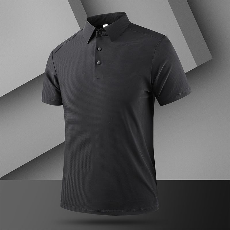Men's Clothing Summer New Ice Silk Polo Shirt Men's Nylon Lapel T Shirt Short Sleeve Business Casual High Quality T Shirt Tops_viptrois.com