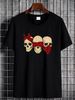 Hear See Speak No Evil Skull Heads T-Shirt Size S-5XL Casual Graphic Designer Clothes Unisex Stretched Stylish Comfortable Breathable Soft_viptrois.com