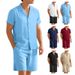 Men's Casual Button-Up Shirt & Beach Shorts Set – Breathable Summer Outfit (S-XXXL, 6 Colors) | Office-to-Vacation Style_viptrois.com