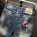Men's Summer Hand Painted Distressed Ripped Denim Shorts Capri Pants Export Bulk Goods in Stock Direct Supply_viptrois.com