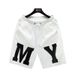 Men's Summer Style Letter Print Five Point Shorts Trendy Beachwear for Socially Conscious Young Kuaishou Internet Celebrities_viptrois.com
