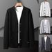 Men's Waffle Knit Cardigan Sweater – Lightweight Open Front Long Sleeve Top, Oversized Fit, Casual Korean Style For Spring & Fall_viptrois.com
