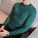 Men's Clothing Sweater Men's Fashion Jacquard Knitted Autumn and Winter High end Slim Fit Casual Round Neck Long Sleeve Bottoming Shirt_viptrois.com
