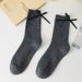 Women's & Men's Cotton Crew Socks With Bow Detail - Soft Breathable Casual Socks For Spring Summer Fall Winter - Solid Color Stackable Socks_viptrois.com