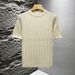 Men's Clothing Summer New Short Sleeved Sweater For Men Hollow Ice Silk Breathable Texture Slim Fit Business Casual_viptrois.com