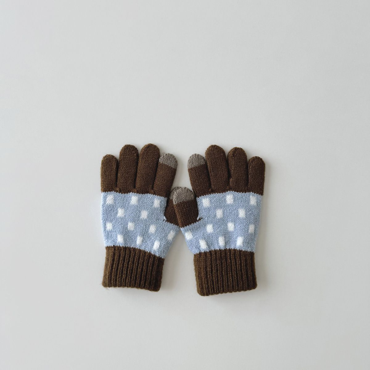 Children's gloves Retro knit warm children's five-finger girls' mittens_viptrois.com