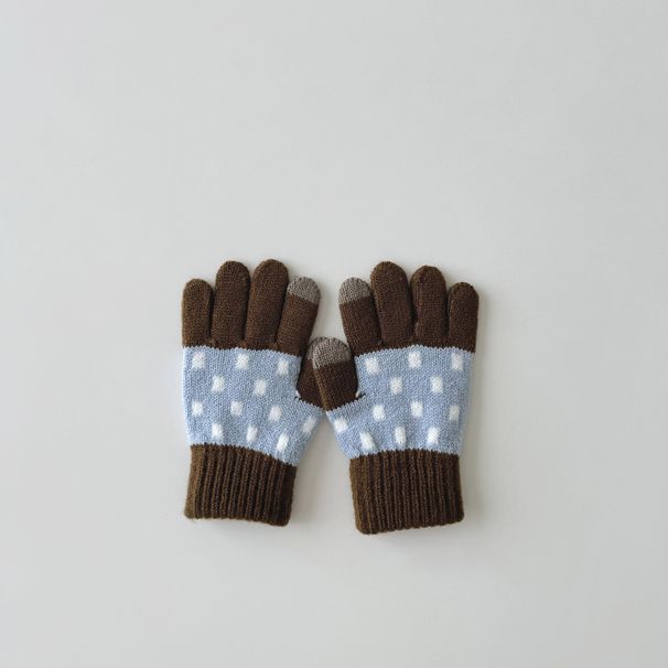 Children's gloves Retro knit warm children's five-finger girls' mittens_viptrois.com