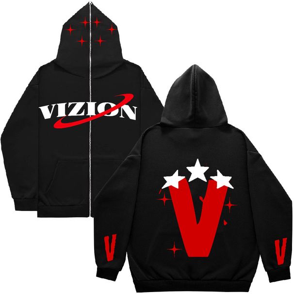 Full Face Zipper Sweatshirt American Style 2023 Street Fashion Men's Oversize Hoodie_viptrois.com