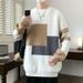 Color Blocking Striped Sweater Round Neck Long Sleeved Base Shirt For Teenagers, Thread Jacket, Knitted Sweater For Men_viptrois.com