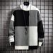 Men's Clothing Autumn And Winter Contrast Color Round Neck Sweater Loose Youth Fashion Pullover Sweater_viptrois.com