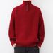 Bright Red Sweater For Men Winter High Neck Knitted Base Shirt Zodiac Design Warm Thickened Yarn Snake Year_viptrois.com