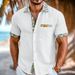 Men's Clothing Shirt Beach Vacation Pocket Loose Contrast Color Print Short Sleeved Shirt_viptrois.com