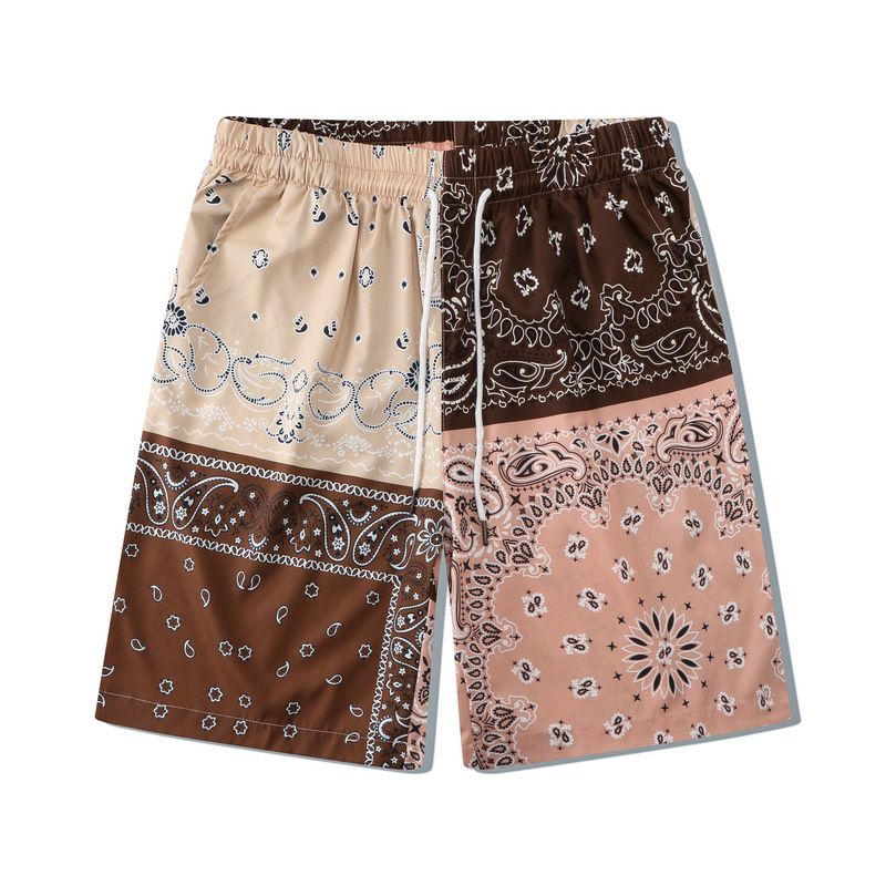 Men's Clothing Summer Beach Loose Shirt Suit Digital Printing Patchwork Cashew Flower Casual Shorts Cardigan Suit_viptrois.com