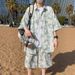 Men's Clothing Summer Thin Ice Silk Large Size Short Sleeved Shirt Shorts Seaside Two Piece Suit_viptrois.com