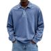 Men's Casual Long Sleeve Button-Up Shirt – Relaxed Fit Polyester Polo Shirt With Spread Collar (10 Colors, S-4XL)_viptrois.com