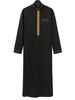 2025 Islamic Muslim Men's Long Sleeve Coat With Embroidered Stand Collar Arab Thobe For Men_viptrois.com