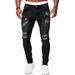 Men's Slim Fit Ripped And Distressed Jeans European American Style Fashionable Skinny Popular Denim_viptrois.com