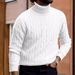 Men's Clothing Retro Cable Knit High Neck Sweater - Warm Winter Wool Pullover For Casual & Stylish Look (White, Black, Wine Red, Navy Blue, Gray)_viptrois.com