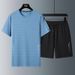 Men's Quick Drying Ice Silk Sports Suit Casual Round Neck Short Sleeved T-Shirt Two-Piece Set_viptrois.com