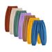 XUANMU Summer Boys Girls Pants Children Solid Color Cotton Linen Loose Harem Pants Casual Kids Hight Waist Pleated Trousers XB009_viptrois.com