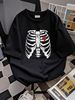 Skeleton Heart Rib Cage X-Ray Adult Funny Halloween T-Shirt Fashion Summer Graphic Top For Everyday Wear Stylish Breathable Casual Streetwear_viptrois.com
