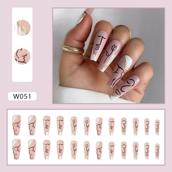 Beauty Health Abstract Hand-painted Wearable Nail Art European And American Style Long Nail Piece Detachable Nail Patch Nail Paste Finished Product_viptrois.com