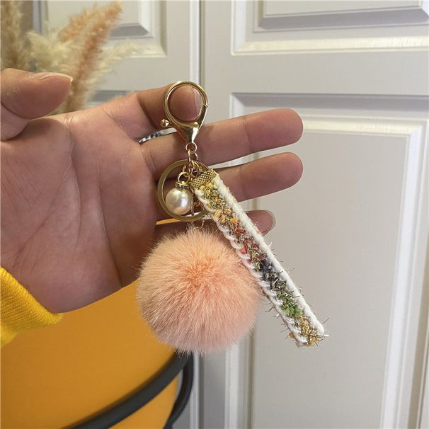 Bag Charm Creative Small Style Keychain Plush Bag Ribbon Pendant Car Key Chain Pearl Pendant Accessories Small Gift_viptrois.com