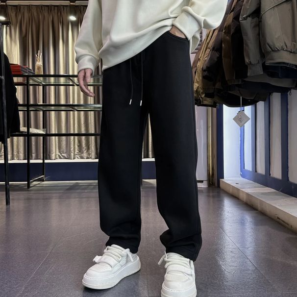 Winter Fleece-Lined Thickened High-Quality Pleated Three-Dimensional Tailored Knitted Casual Fashion Loose Wide-Leg_viptrois.com