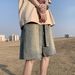 Men's Clothing Washed Denim Shorts Retro Street Style Pants High Street Fashion Loose Wide Leg Shorts_viptrois.com