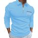 2025d Flat Fabric Silky Comfortable Polo Shirt Men's Plus Size Summer Thin Solid Color Long Sleeve_viptrois.com