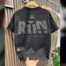 New Trendy Brand Large-letter Short-sleeved Men's American-style Off-the-shoulder Loose And Versatile Half-sleeved T-shirt_viptrois.com