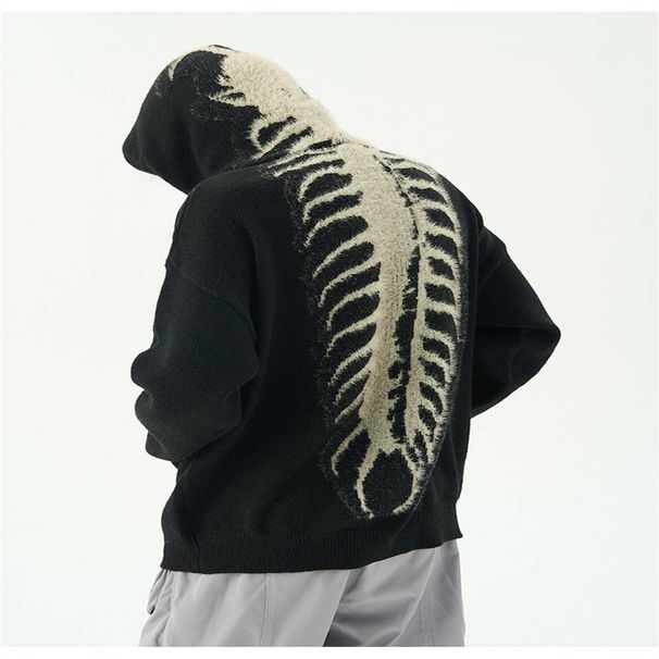 Autumn 2025 European-USA Fashion Lazy Style Knitwear Pullovers Youth Men's Jacquard Long Sleeve Casual Loose Hooded Sweater_viptrois.com