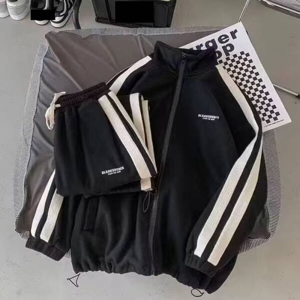 Men's Autumn Hoodie & Jogger Set – Premium Poly-Cotton Blend, Streetwear Essentials (S-3XL, Grey/White/Black/Green)_viptrois.com