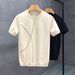 Men's Clothing Simple Short Sleeved T Shirt For Men, Slim Fit, Ice Silk Knitwear, Stylish And Sophisticated Men's Top, Henry Shirt_viptrois.com