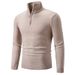 Men's Zip-Up Semi-Turtleneck Sweater Trendy Polyester Knit Pullover For Autumn & Winter_viptrois.com
