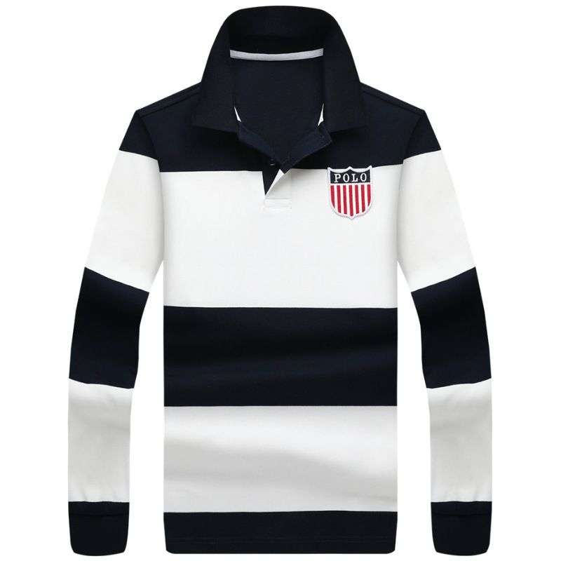 Men's Clothing High End Paul Contrast Color Knitted Long Sleeve Autumn New Casual Warm Loose Lapel Polo Shirt Men_viptrois.com