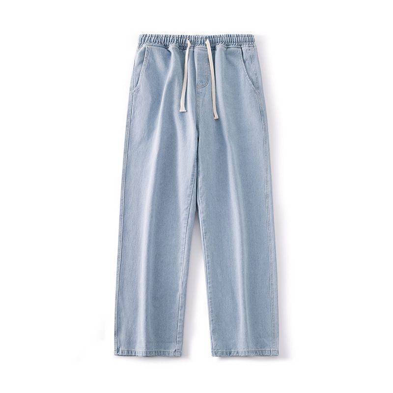 Men's Summer Lightweight Retro Straight Leg Jeans With Drawstring & Relaxed Fit_viptrois.com