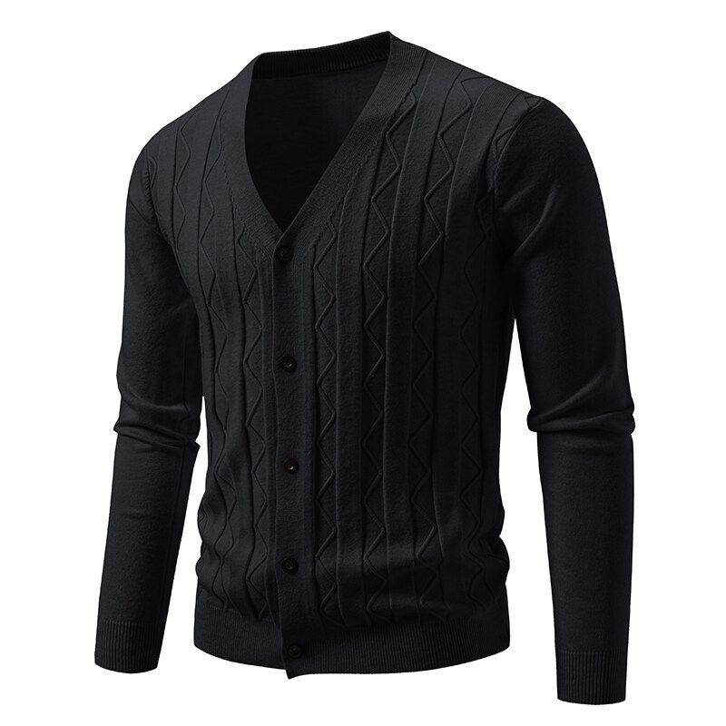 Men's Casual Knit Cardigan Sweater – Vintage Cable Design, Loose Fit V-Neck Long Sleeve Open Front Coat (Machine Washable) –_viptrois.com