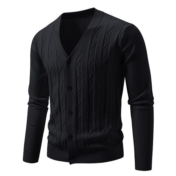 Men's Casual Knit Cardigan Sweater – Vintage Cable Design, Loose Fit V-Neck Long Sleeve Open Front Coat (Machine Washable) –_viptrois.com