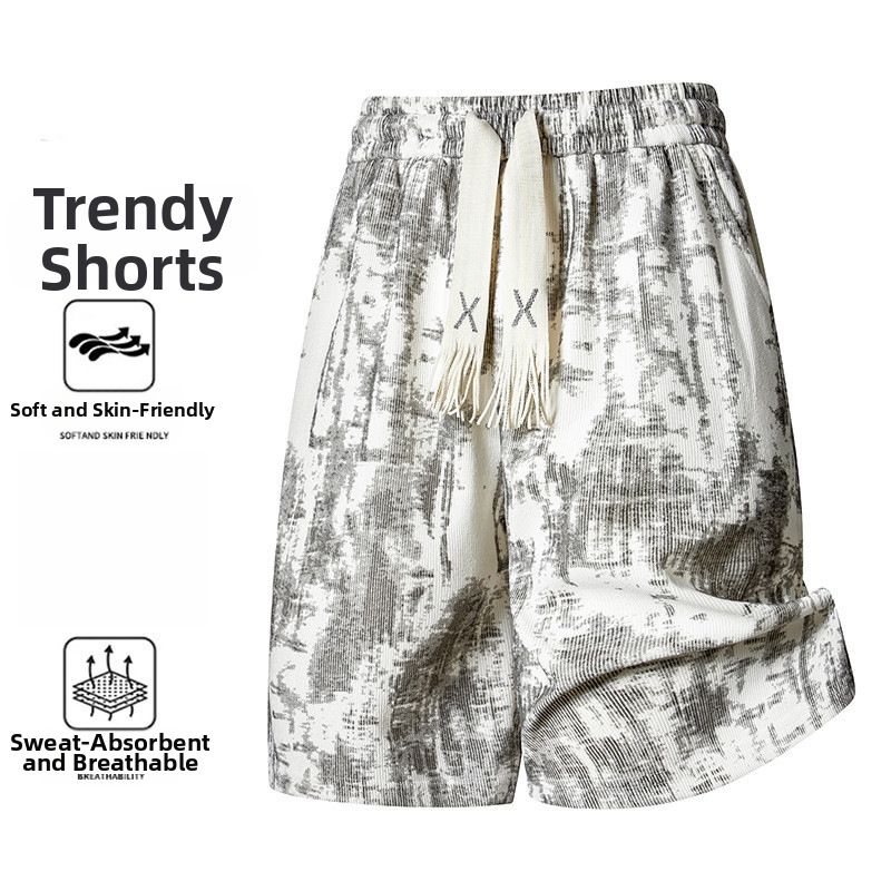 Tie Dye Casual Shorts Trendy High Street Retro Loose Fit For Men And Women Summer Outerwear_viptrois.com