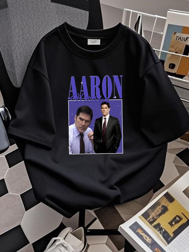 Limited Aaron Hotchner T Shirt Character Movie Series Actress Vintage Retro Stylish Stretched Fashion Top For Everyday Wear Homme Versatile Casual_viptrois.com