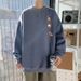 Round Neck Sweatshirt, Men's Loose Printed Fat Long Sleeved T-shirt, Men's Jacket_viptrois.com