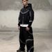 Men's Clothing Retro Gradient Hooded Cardigan Sweatshirt Loose And Comfortable High Street Design Jacket Pants_viptrois.com