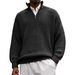 Men's Stylish Half-Zip Polo Sweater - Breathable Wool Blend Knit, Comfortable Long Sleeve Stand Collar Pullover For Casual & Office Wear_viptrois.com