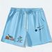 Men's Clothing Men's Fun Cartoon Dinosaur Meteorite Print Loose Fit Shorts Trendy Summer Style Casual Sporty Versatile Couple Style_viptrois.com