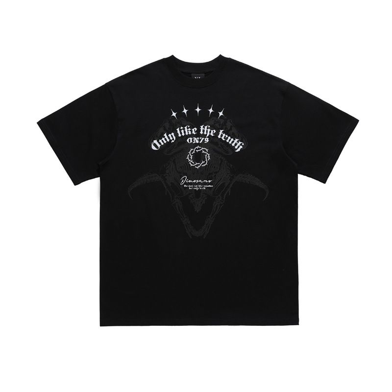 American Street Bull Head 3M Reflective Print Loose Fit Couple T-Shirt Trend_viptrois.com